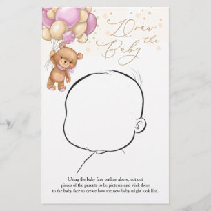 Lámina Globos rosados de oseo de peluche dibujan el juego