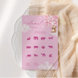 Lámina Globos rosados Teddy Bear Juego de Embarazo Animal