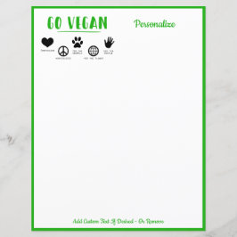 Lámina Go Vegan Quote Green Personalized Writing Paper