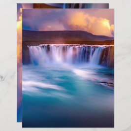 Lámina Goðafoss Waterfall Islandia Scrapbook Paper