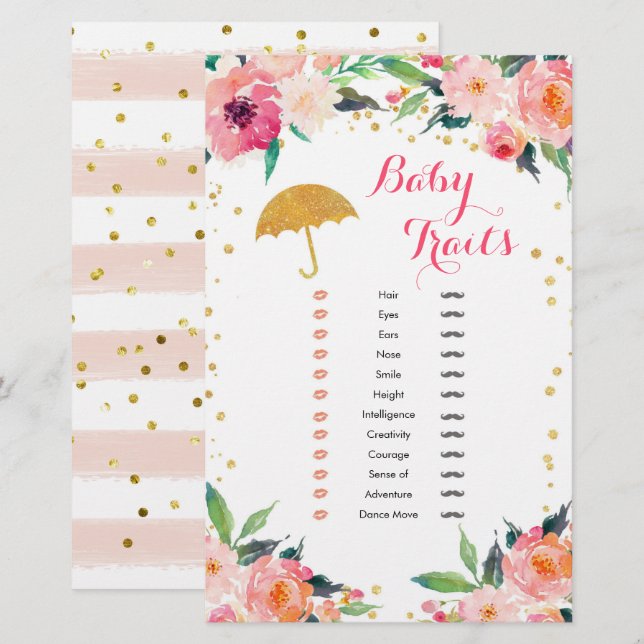 Lámina Gold April Showers Rasgos Baby Shower Baby (Anverso / Reverso)