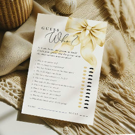 Lámina Gold Bow Bridal Shower Guess Who Said it Game