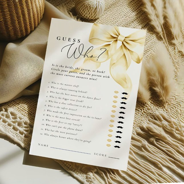 Lámina Gold Bow Bridal Shower Guess Who Said it Game (Subido por el creador)