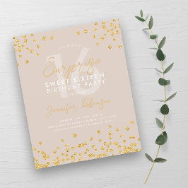 Lámina Gold Budget Champagne Confetti Surprise Sweet 16