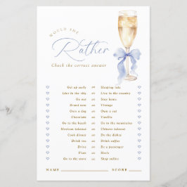 Lámina Gold Champagne Blue Bow Would She Rather Game