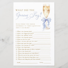 Lámina Gold Champagne What Did the Groom Say Game