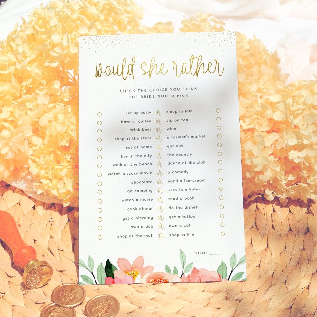 Lámina Gold Floral Prefiere Un Juego De Ducha De Novias (Subido por el creador)