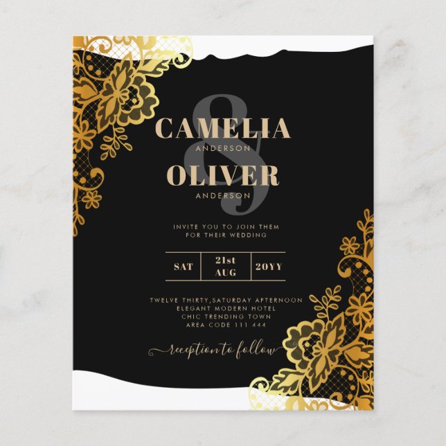 Lámina GOLD LACE Negro All-in1 Boda INVITAR Código QR (Anverso)