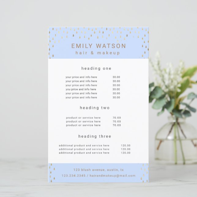 Lámina Gold Rain Drops Faux Relieve metalizado Service y  (Anverso de pie)