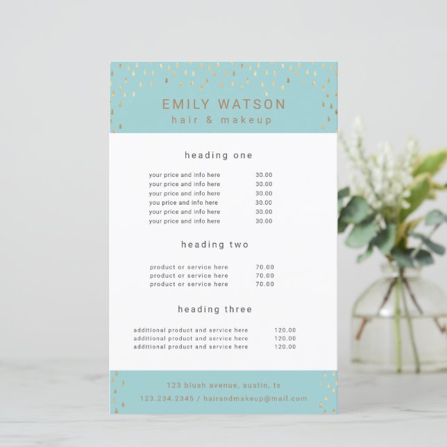 Lámina Gold Rain Drops Faux Relieve metalizado Service y  (Anverso de pie)