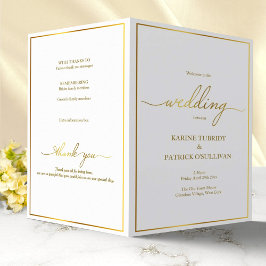 Lámina Gold wedding program, modern font & gold border