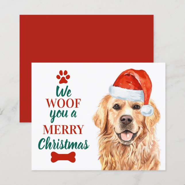 Lámina Golden Retriever de Budget Woof Merry Christmas Do (Anverso / Reverso)