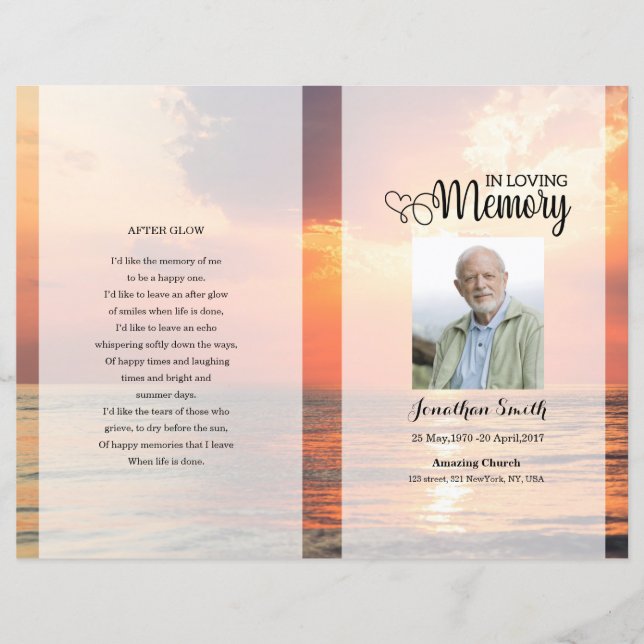 Lámina Golden sky Funeral Program template (Anverso)