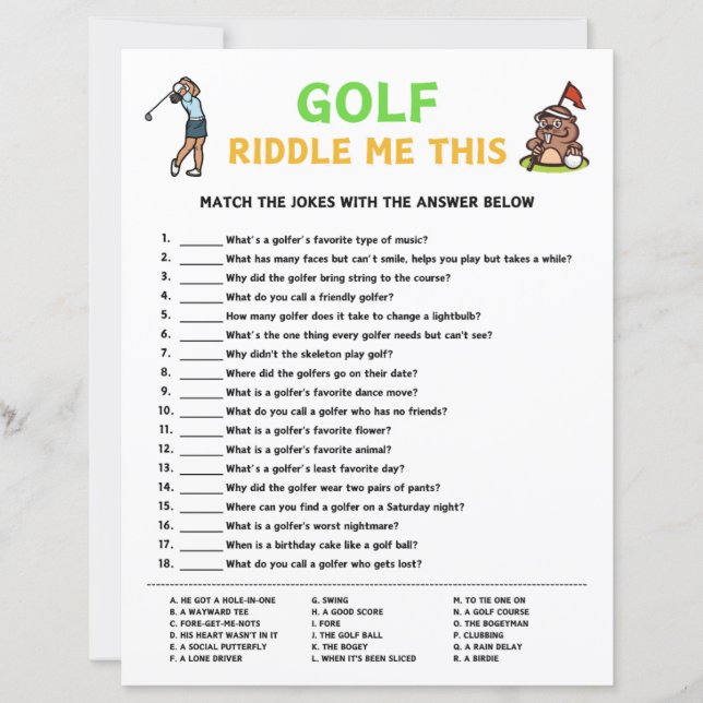 Lámina Golf Riddle Me Este Juego (Anverso)