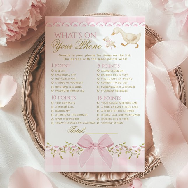 Lámina Goose Whats on your Phone Pink Gingham game (Subido por el creador)