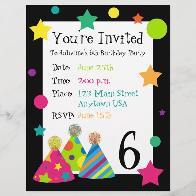 Lámina Gorras fiestas Cableado de invitación (Anverso)