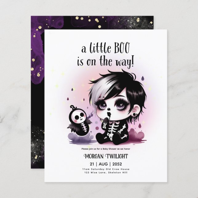 Lámina Gótico Niño Fantasma Pequeño Boo en camino (Anverso / Reverso)