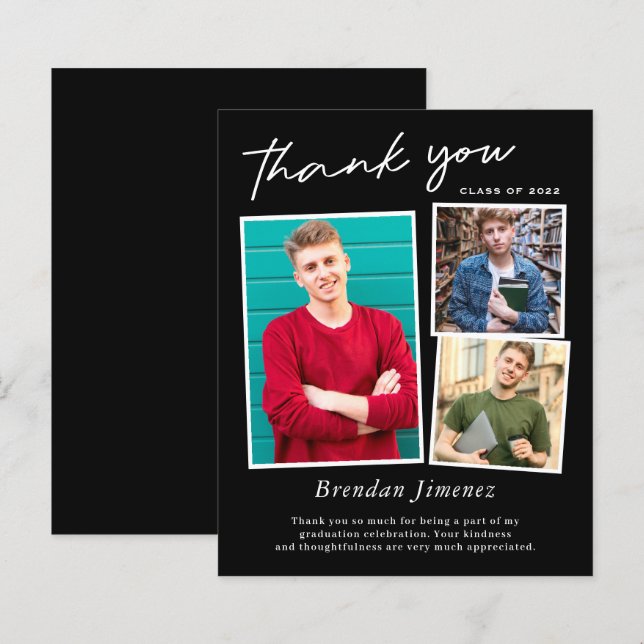 Lámina Gracias a la graduación de fotos de Black White Sc (Anverso / Reverso)