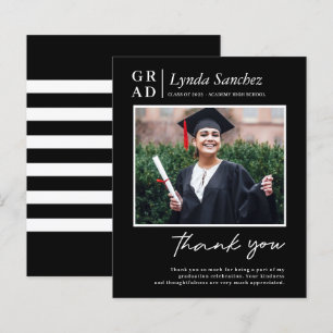 Lámina Gracias a la graduación de fotos de escritura negr