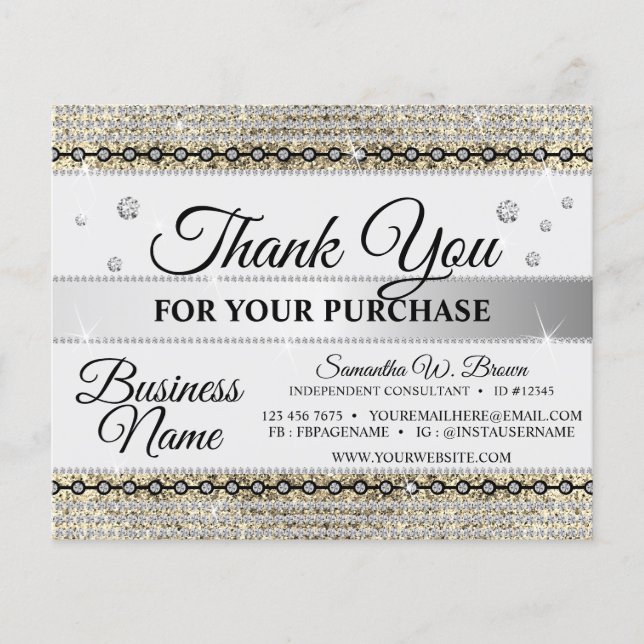 Lámina Gracias Por Comprar Diamante De Oro Purpurina De J (Anverso)