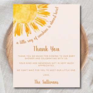 Lámina Gracias por el Sunshine Baby Shower de presupuesto