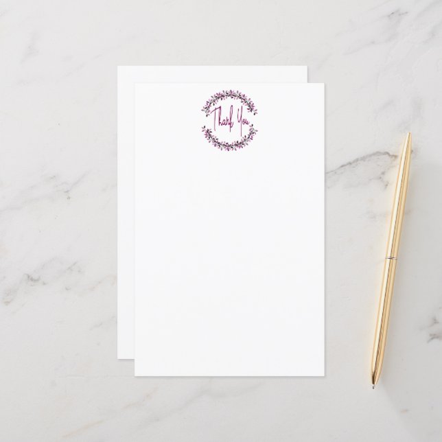 Lámina Gracias Tipografía Moda Púrpura Leaf Wreath (Anverso/Reverso In Situ)