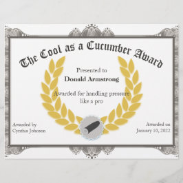 Lámina Gracioso Premio a Empleados - Guay como Cucumber