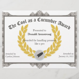 Lámina Gracioso Premio a Empleados - Guay como Cucumber