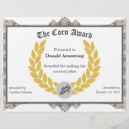 Lámina Gracioso Premio al Empleado - Corn