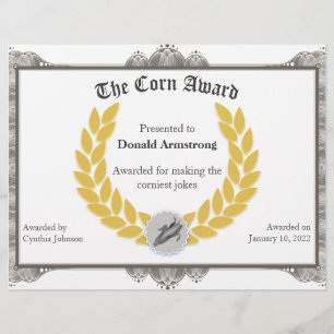Lámina Gracioso Premio al Empleado - Corn