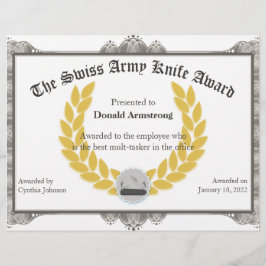 Lámina Gracioso Premio al Empleado - Cuchillo del Ejércit