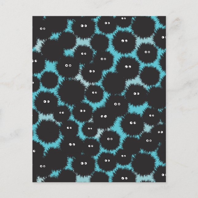 Lámina Graciosos monstruos esponjosos negros (Anverso)