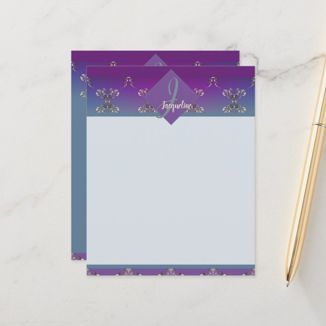 Lámina Gradiente azul púrpura tipo Monograma Fabergè (Anverso/Reverso In Situ)