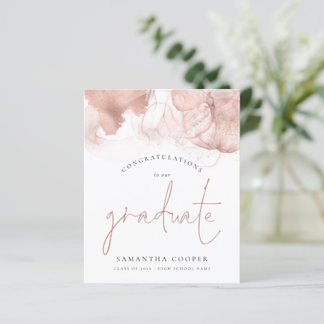 Lámina Grados de felicitación Grad Rosa Oro Tinta Alcohól (Anverso de pie)
