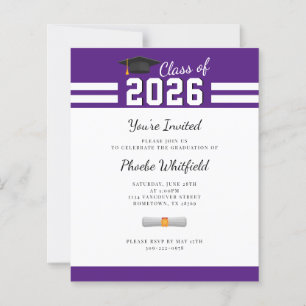 Lámina Graduación 2025 Invitación del partido Purple Whit