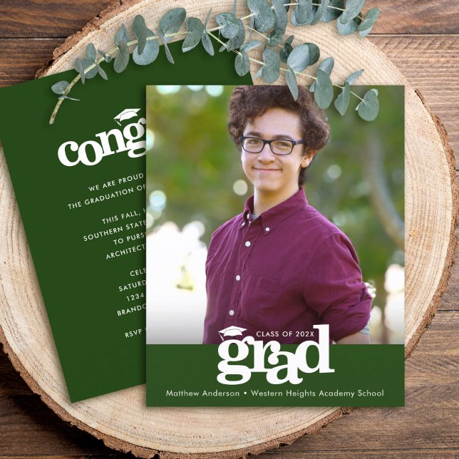 Lámina Graduación de foto verde presupuesto Invitación de (Subido por el creador)