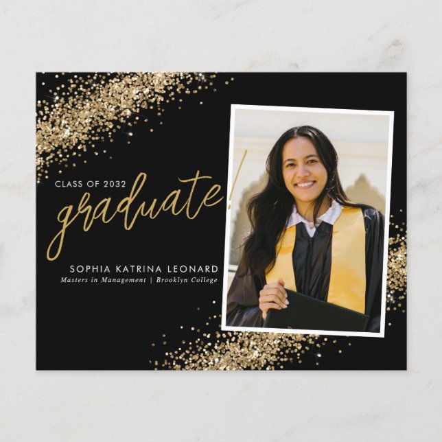 Lámina Graduación de fotografía de Purpurina de oro negro (Anverso)