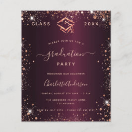 Lámina Graduación de la invitación de oro de rosa burdeos