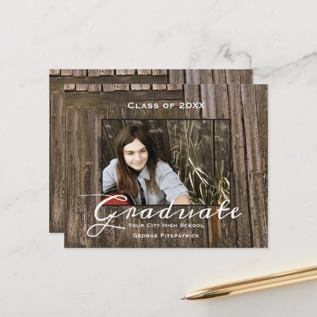 Lámina Graduación de secundaria de madera rústica presupu (Anverso/Reverso In Situ)