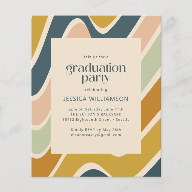 Lámina Graduación de Wavy Pastel de Earthy Boho Abstract (Anverso)