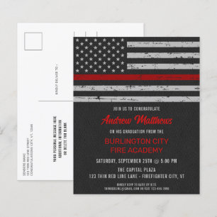 Lámina Graduación del bombero de la línea roja delgada de