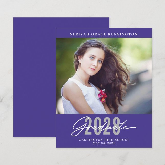 Lámina Graduación Elegante y Púrpura Presupuestaria (Anverso / Reverso)