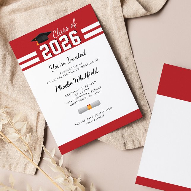 Lámina Graduación Invitación del partido Modern Red White (Subido por el creador)
