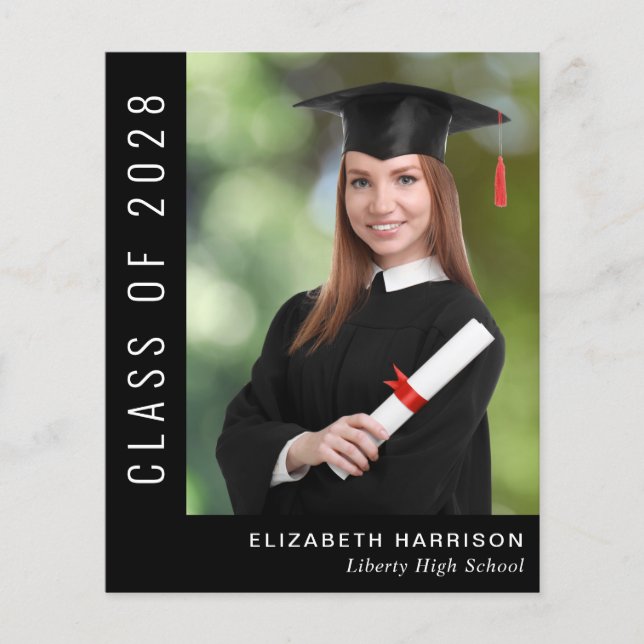 Lámina Graduación simple de foto negra en presupuesto (Anverso)