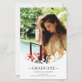 Lámina Graduado barato elegante foto de marco floral