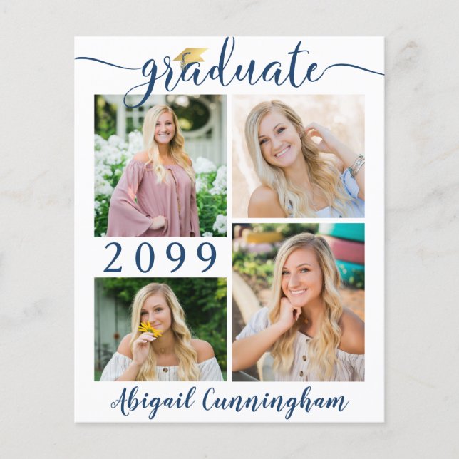 Lámina Graduado de presupuesto 5 fotos Invitación de guió (Anverso)