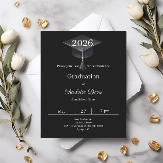 Lámina Graduation party black white class 2026 invitation (Subido por el creador)