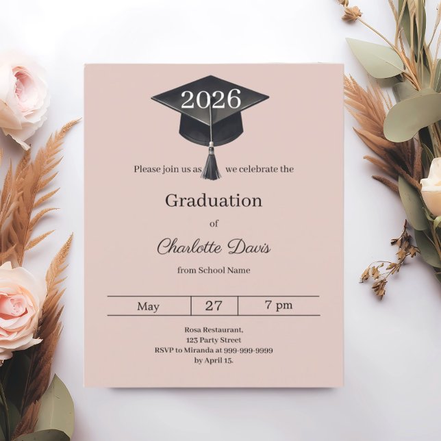 Lámina Graduation party blush pink class 2026 invitation (Subido por el creador)