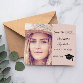 Lámina Graduation Party blush pink Save the Date card