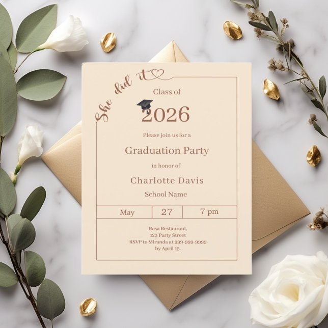 Lámina Graduation party champagne She did it invitation (Subido por el creador)